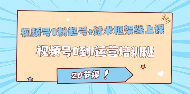 视频号·0粉起号+话术框架线上课：视频号0到1运营培训班（20节课）-桐创网