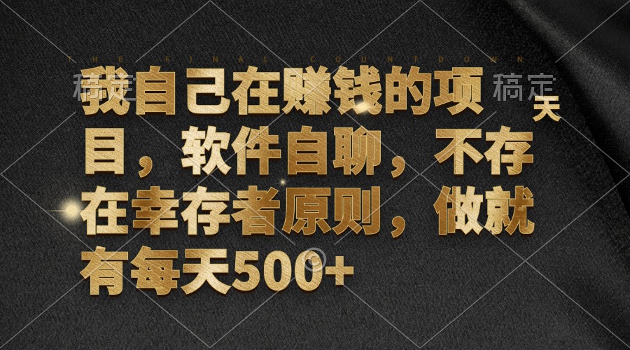 （12956期）我自己在赚钱的项目，软件自聊，不存在幸存者原则，做就有每天500+-桐创网