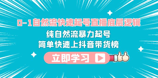 （6138期）0-1自然流快速起号直播 底层逻辑 纯自然流暴力起号 简单快速上抖音带货榜-桐创网