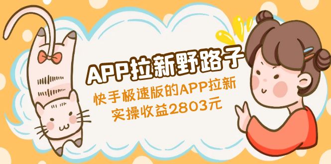 （4946期）APP拉新野路子：快手极速版的APP拉新赚，实操收益2803元-桐创网