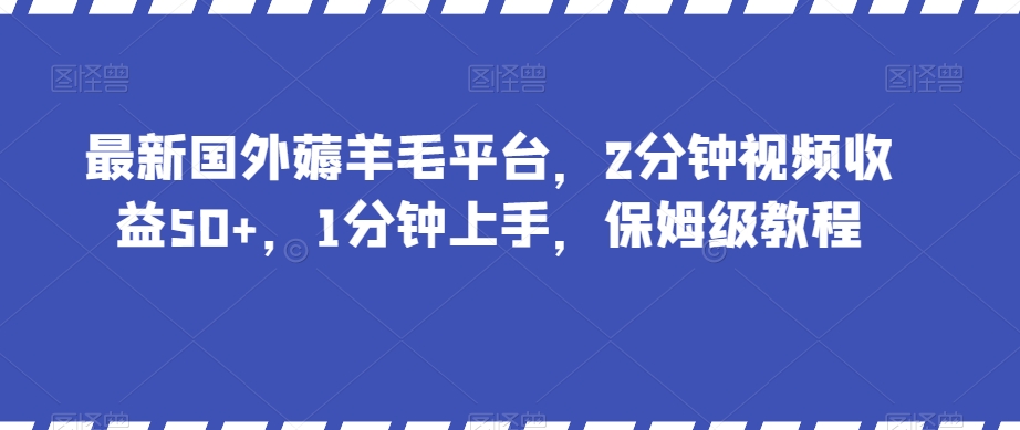 最新国外薅羊毛平台，2分钟视频收益50+，1分钟上手，保姆级教程【揭秘】-桐创网