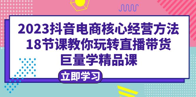 （6309期）2023抖音电商核心经营方法：18节课教你玩转直播带货，巨量学精品课-桐创网