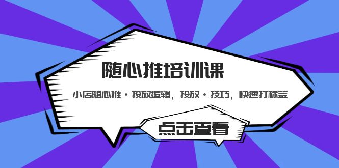 （5145期）随心推培训课：小店随心推·投放逻辑，投放·技巧，快速打标签-桐创网