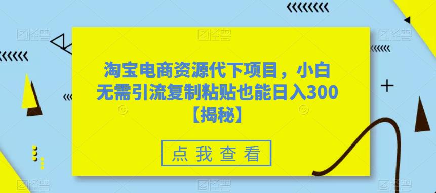 淘宝电商资源代下项目，小白无需引流复制粘贴也能日入300＋【揭秘】-桐创网