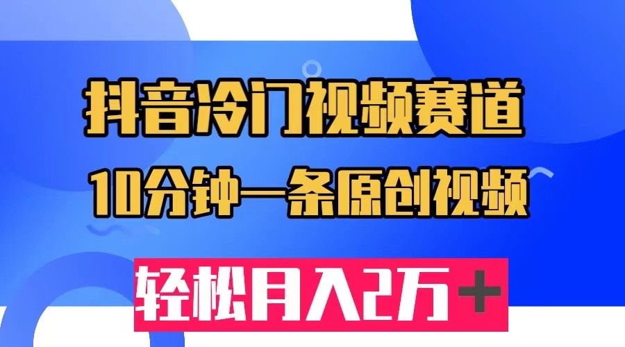 抖音冷门视频赛道，10分钟一条视频，轻松月入2W＋-桐创网