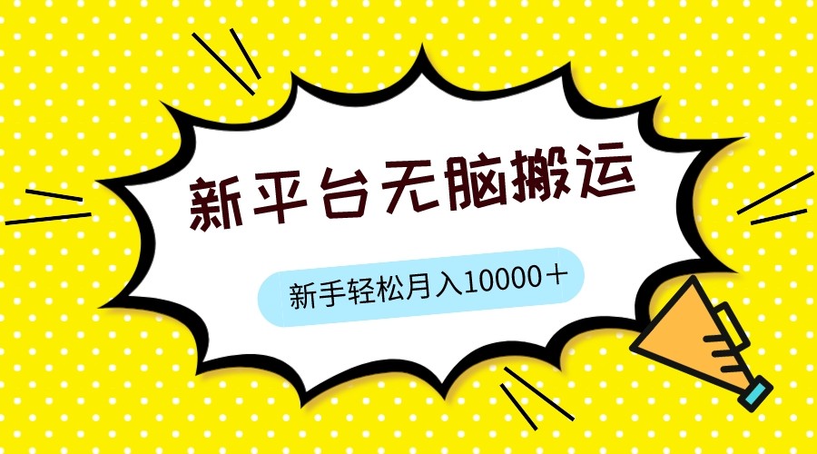 新平台用软件无脑搬运，月赚10000+，小白也能轻松上手-桐创网