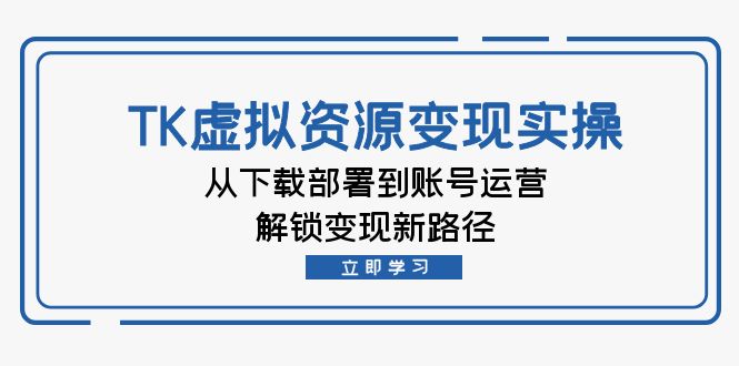 TK虚拟资料变现实操：从下载部署到账号运营，解锁变现新路径-桐创网