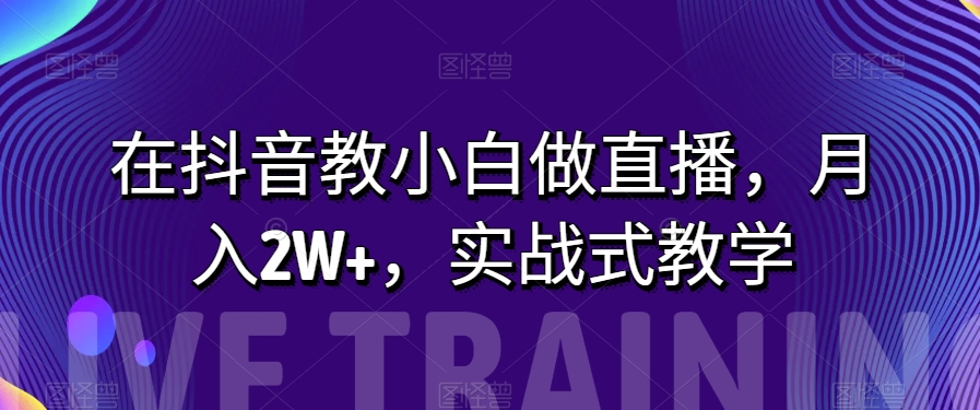 在抖音教小白做直播，月入2W+，实战式教学【揭秘】-桐创网