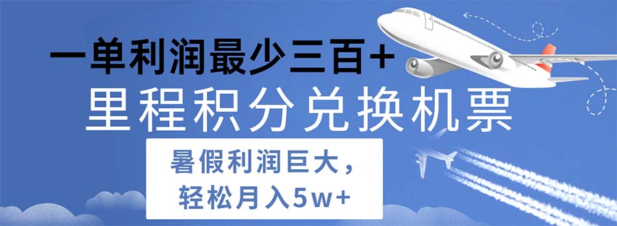 （11385期）2024暑假利润空间巨大的里程积分兑换机票项目，每一单利润最少500-桐创网