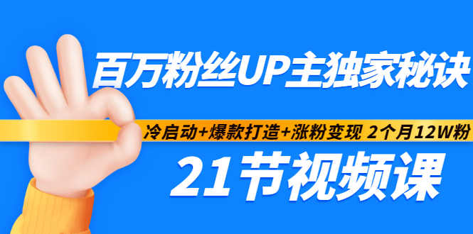 百万粉丝UP主独家秘诀：冷启动+爆款打造+涨粉变现2个月12W粉（21节视频课)-桐创网