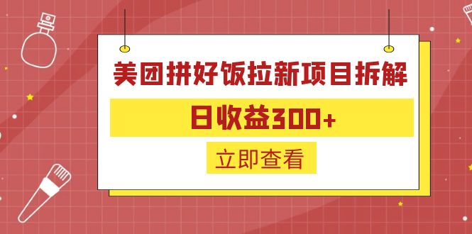 （6549期）外面收费260的美团拼好饭拉新项目拆解：日收益300+-桐创网