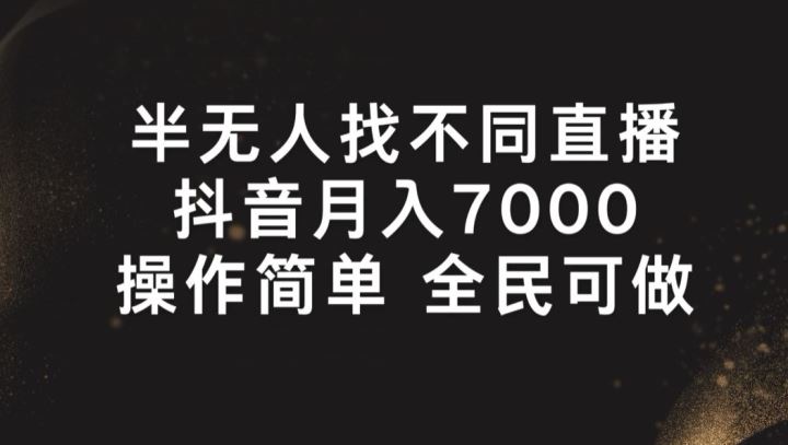 半无人找不同直播，月入7000+，操作简单 全民可做【揭秘】-桐创网