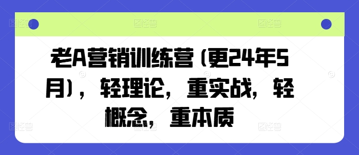 老A营销训练营(更24年5月)，轻理论，重实战，轻概念，重本质-桐创网