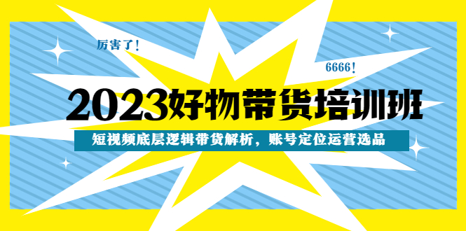 （4754期）2023好物带货培训班：短视频底层逻辑带货解析，账号定位运营选品-桐创网