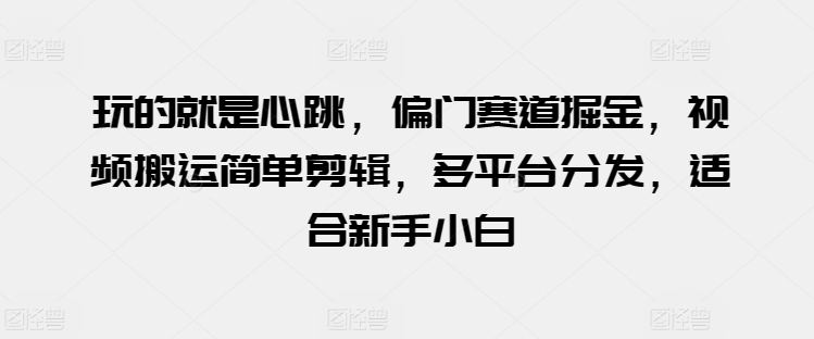 玩的就是心跳，偏门赛道掘金，视频搬运简单剪辑，多平台分发，适合新手小白-桐创网