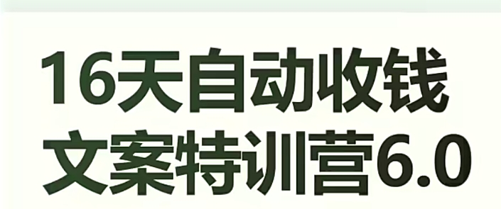 16天自动收钱文案特训营6.0，学会儿每天自动咔咔收钱-桐创网