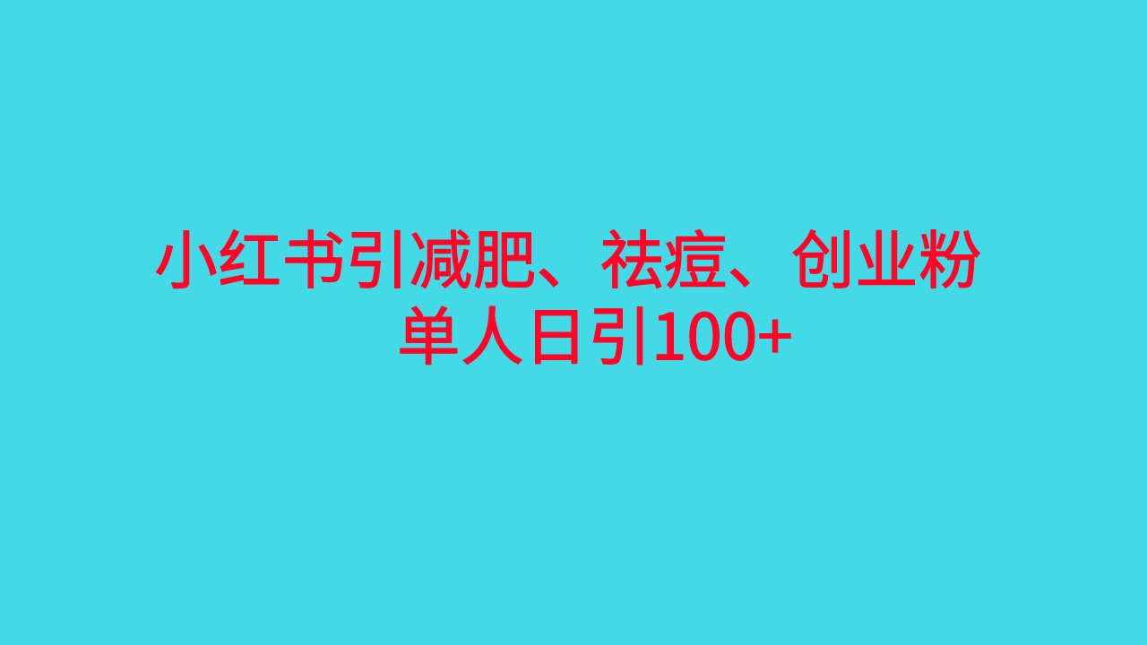 （6799期）小红书精准引流，减肥、祛痘、创业粉单人日引100+（附软件）-桐创网