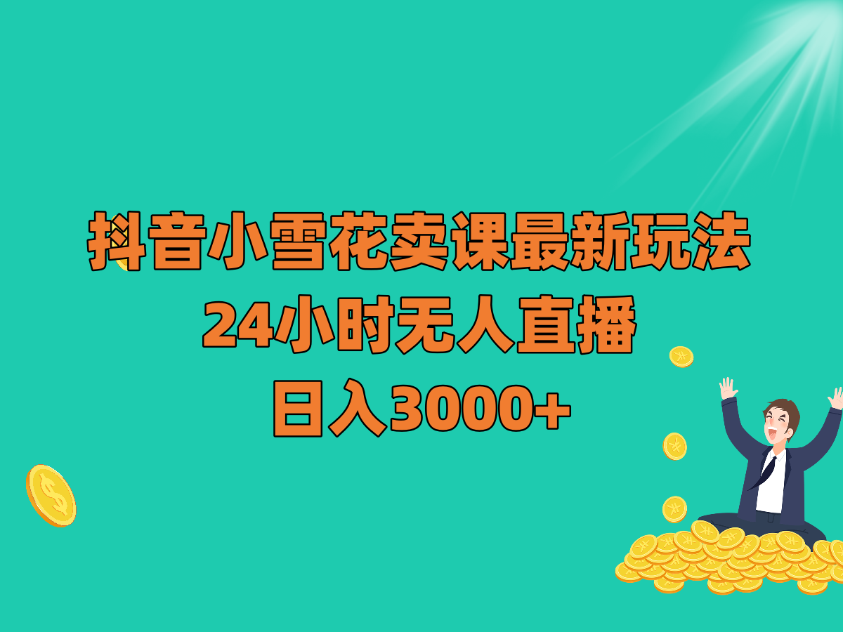 抖音小雪花卖课最新玩法，24小时无人直播，日入3000+-桐创网