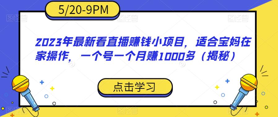 2023年最新看直播赚钱小项目，适合宝妈在家操作，一个号一个月赚1000多（揭秘）-桐创网