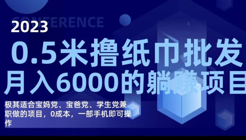 2023最新0.5米撸纸巾批发，月入6000的躺赚项目，0成本，一部手机即可操作-桐创网