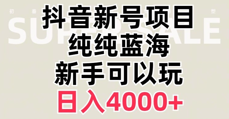 抖音蓝海赛道，必须是新账号，日入4000+【揭秘】-桐创网