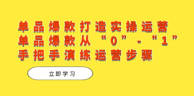 （7488期）单品爆款打造实操运营，单品爆款从“0”-“1”手把手演练运营步骤-桐创网