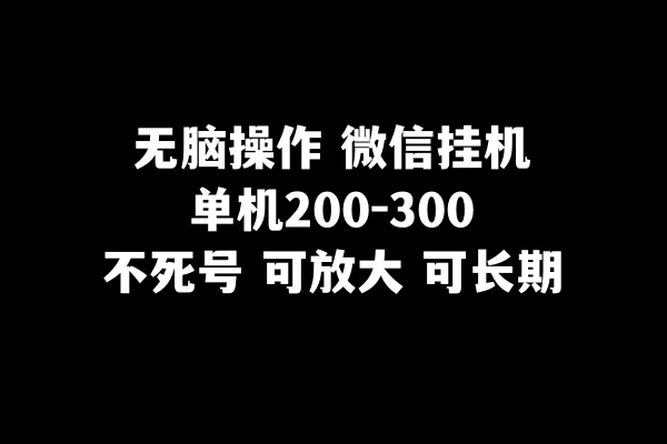 无脑操作微信挂机单机200-300一天，不死号，可放大-桐创网