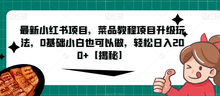 最新小红书项目，菜品教程项目升级玩法，0基础小白也可以做，轻松日入200+【揭秘】-桐创网