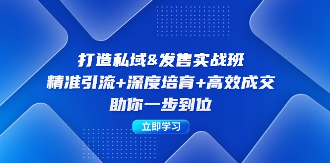 打造私域&发售实操班：精准引流+深度培育+高效成交，助你一步到位-桐创网