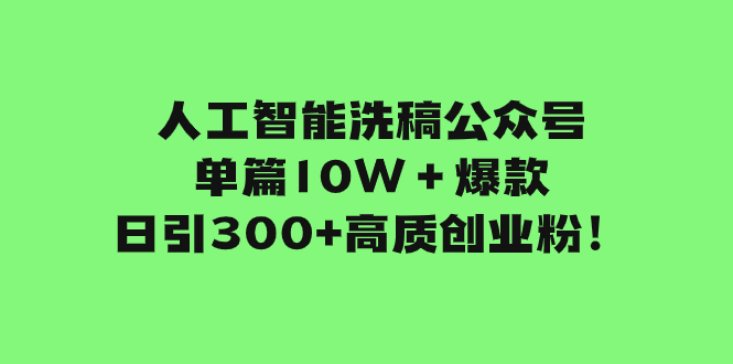 （7920期）人工智能洗稿公众号单篇10W＋爆款，日引300+高质创业粉！-桐创网