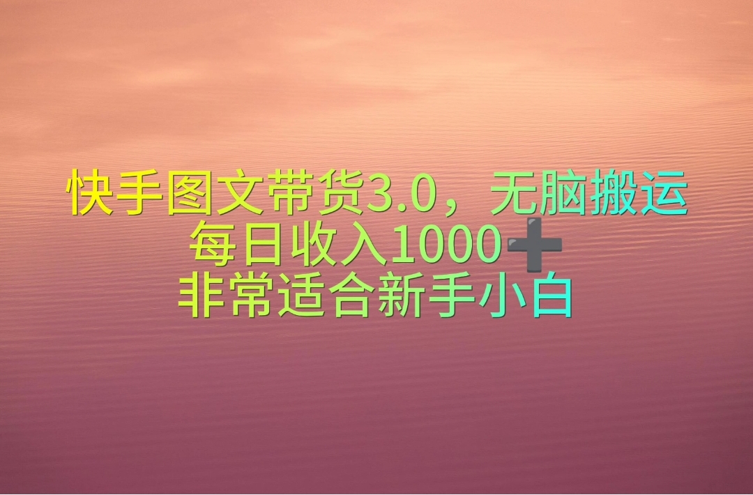 （10252期）快手图文带货3.0，无脑搬运，每日收入1000＋，非常适合新手小白-桐创网