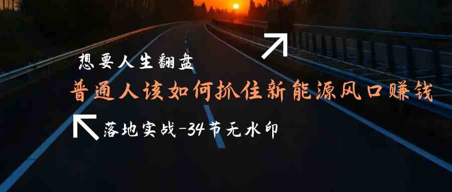 想要人生翻盘，普通人如何抓住新能源风口赚钱，落地实战案例课-桐创网