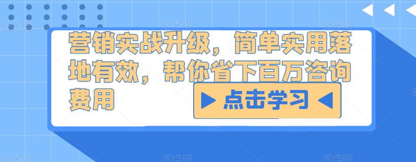 营销实战升级，简单实用落地有效，帮你省下百万咨询费用-桐创网