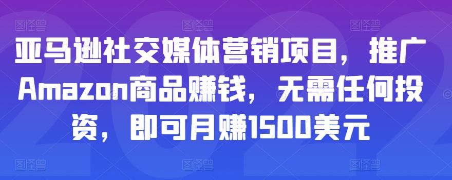 亚马逊社交媒体营销项目，推广Amazon商品赚钱，无需任何投资，即可月赚1500美元-桐创网