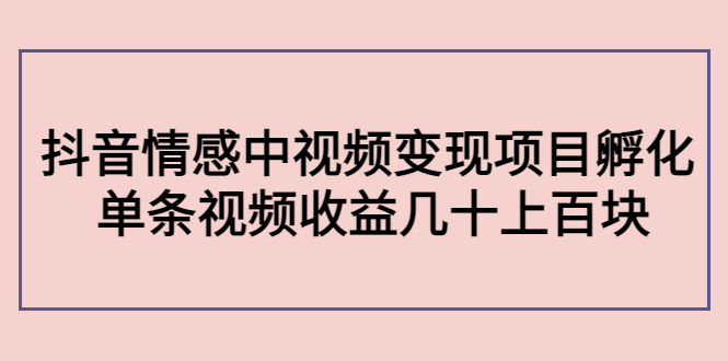 （4282期）黄岛主副业孵化营第5期：抖音情感中视频变现项目孵化 单条视频收益几十上百-桐创网