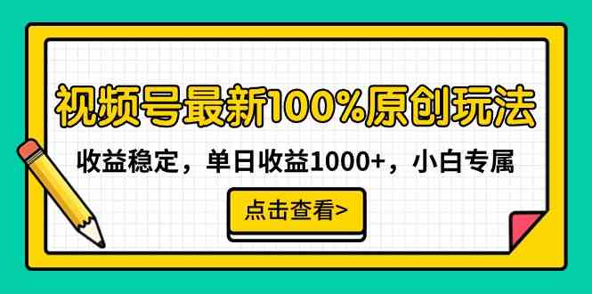 （9070期）视频号最新100%原创玩法，收益稳定，单日收益1000+，小白专属-桐创网