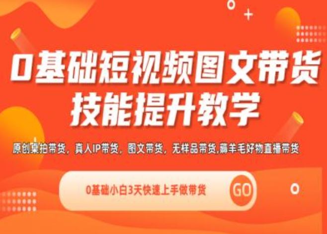 0基础短视频图文带货实操技能提升教学(直播课+视频课),0基础小白3天快速上手做带货-桐创网