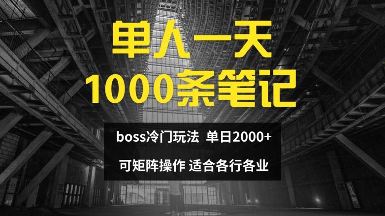 单人一天1000条笔记，日入2000+，BOSS直聘的正确玩法【揭秘】-桐创网