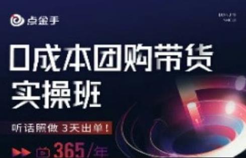 点金手0成本团购带货实操班，听话照做3天出单-桐创网