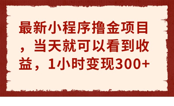 最新小程序撸金项目，当天就可以看到收益，1小时变现300+-桐创网