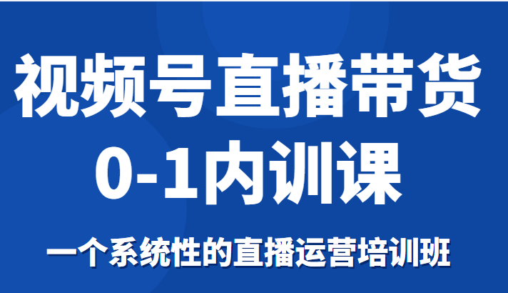 视频号直播带货0-1内训课，一个系统性的直播运营培训班-桐创网