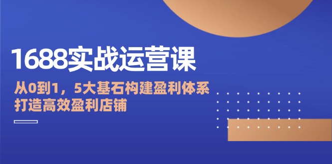 （12482期）1688实战运营课：从0到1，5大基石构建盈利体系，打造高效盈利店铺-桐创网