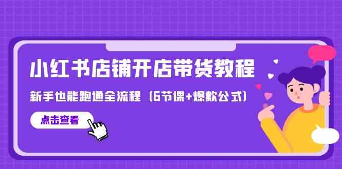 （9883期）最新小红书店铺开店带货教程，新手也能跑通全流程（6节课+爆款公式）-桐创网