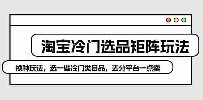 （10159期）淘宝冷门选品矩阵玩法：换种玩法，选一些冷门类目品，去分平台一点羹-桐创网