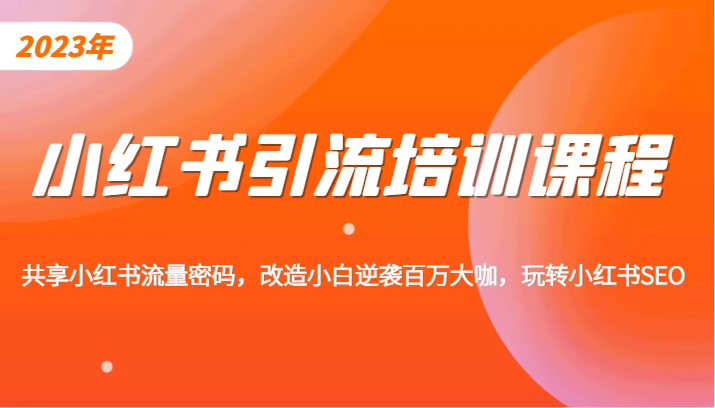 小红书引流培训课程，教你零基础玩转小红书，素人逆袭百万流量大咖！-桐创网