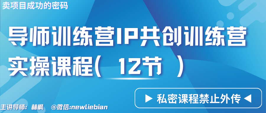 导师训练营3.0IP共创训练营私密实操课程（12节）-卖项目的密码成功秘诀-桐创网