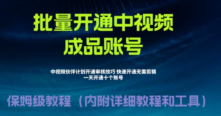 外面收费1980的暴力开通中视频计划教程，内附详细的快速通过中视频伙伴计划的办法-桐创网