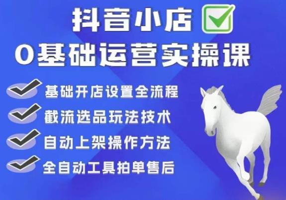 白马电商·0基础抖店运营实操课，基础开店设置全流程，截流选品玩法技术-桐创网