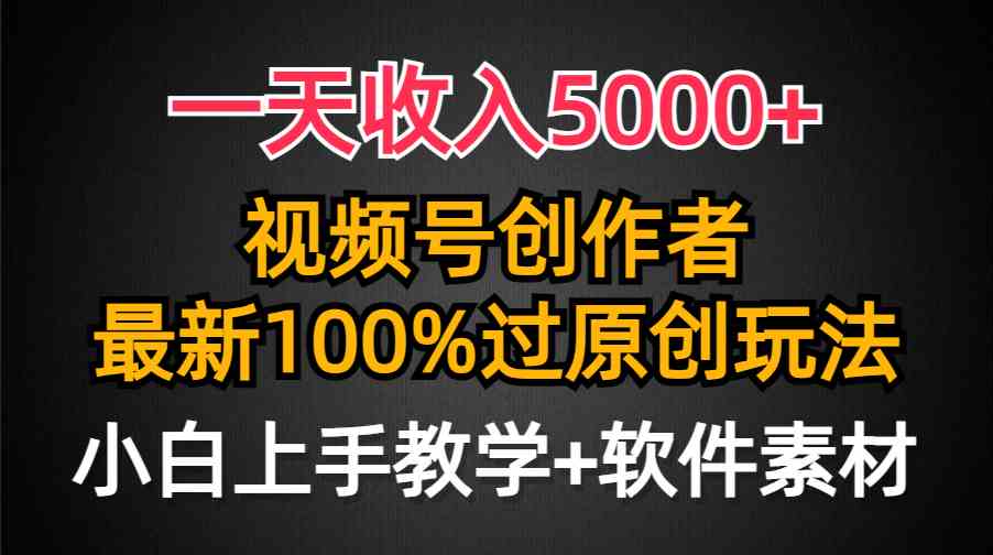 （9568期）一天收入5000+，视频号创作者，最新100%原创玩法，对新人友好，小白也可.-桐创网