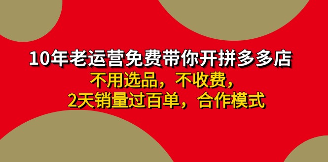 （11853期）拼多多 最新合作开店日收4000+两天销量过百单，无学费、老运营代操作、…-桐创网